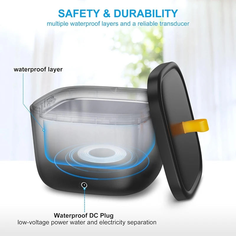 X50A-Ultrasonic Cleaner For Retainer, Denture, Mouth Guard, Toothbrush Head, 43Khz 255ML Ultrasonic Retainer EU Plug