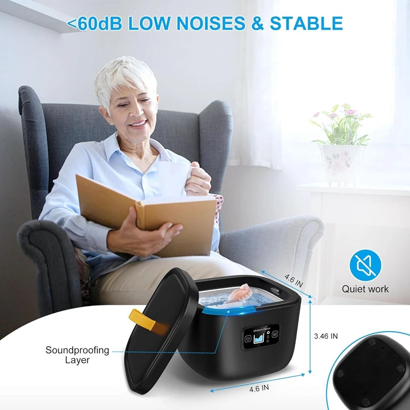 X50A-Ultrasonic Cleaner For Retainer, Denture, Mouth Guard, Toothbrush Head, 43Khz 255ML Ultrasonic Retainer EU Plug